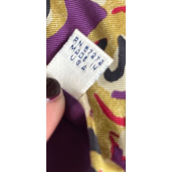 Vtg 1970's Perry Ellis Portfolio All Silk Tie Abstract Paisley Purples Red Beige - Picture 6 of 6